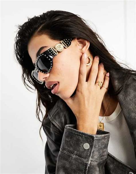 versace flat top studded sunglasses|Versace sunglasses official website.